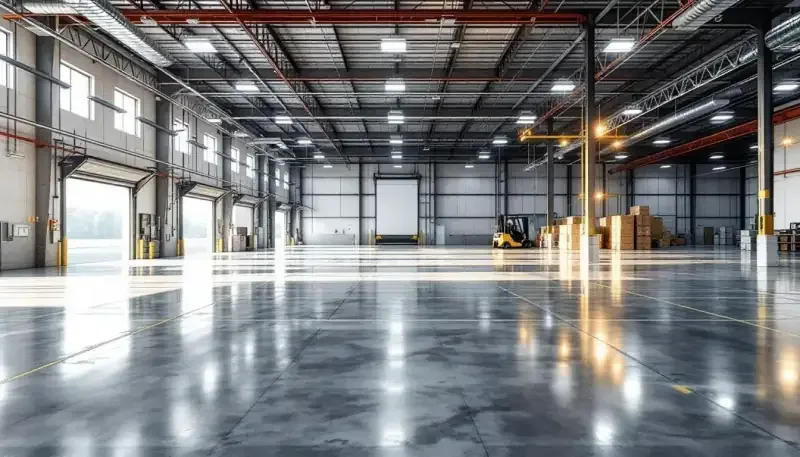 Warehouse concrete floor with metallic epoxy coating in Bonner Springs