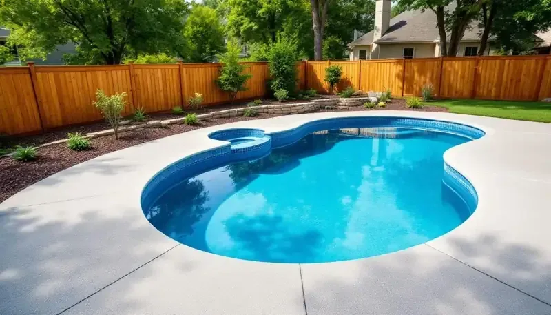 Decorative concrete pool deck at a Raymore residential property