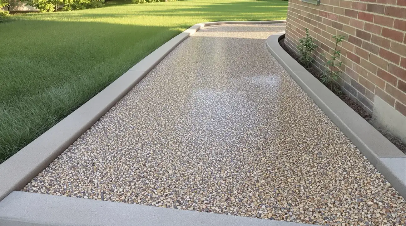 Decorative concrete patio with custom color and texture finishes installed at a Kansas City home