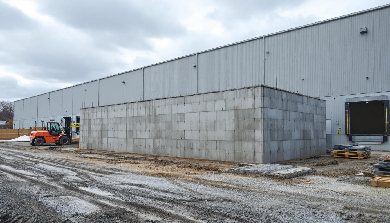 Dock-high foundation wall and leveler pit construction at a Kansas City distribution center